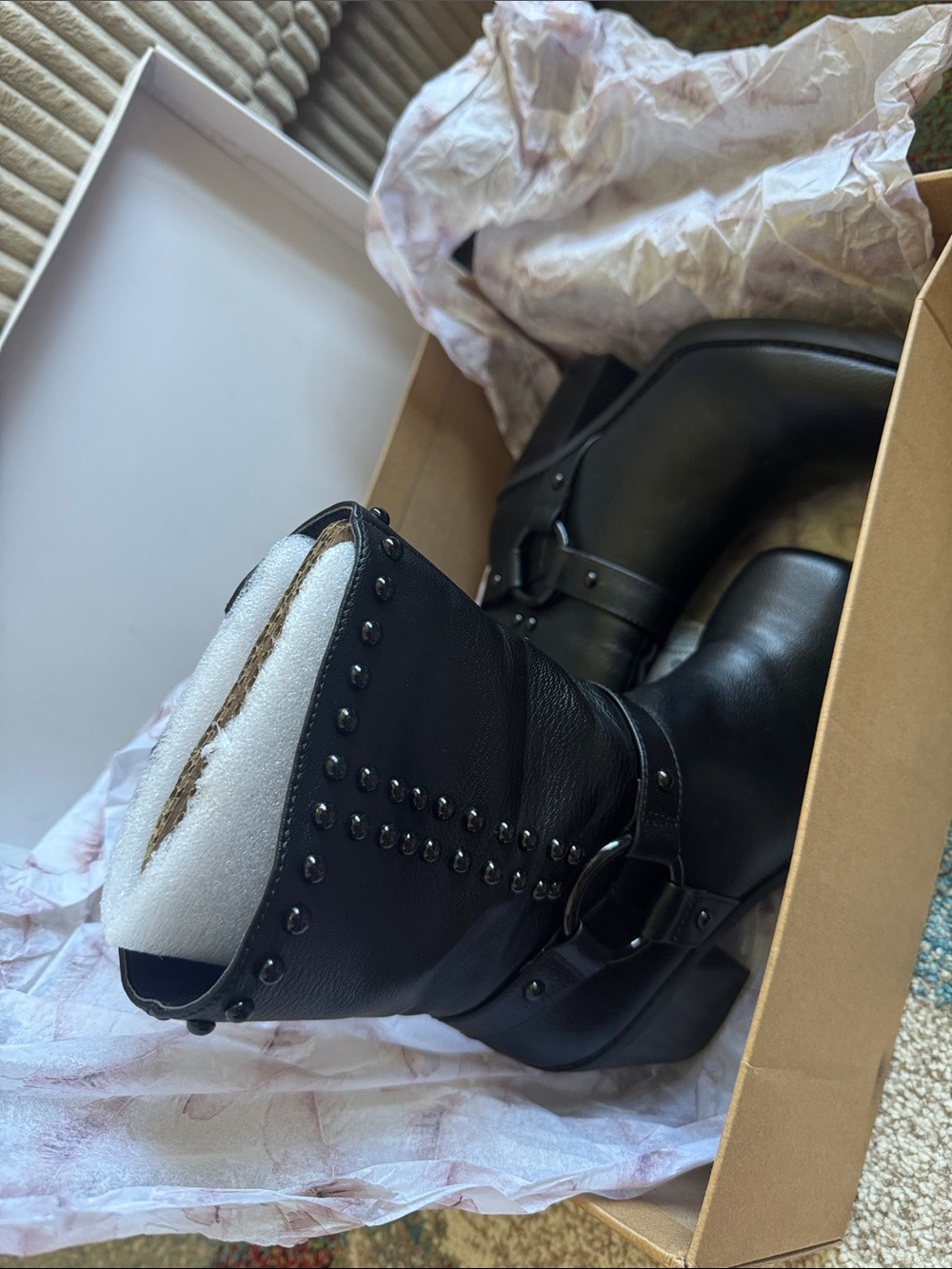 Jessica Simpson Black Studded Leather Moto Ankle Boots